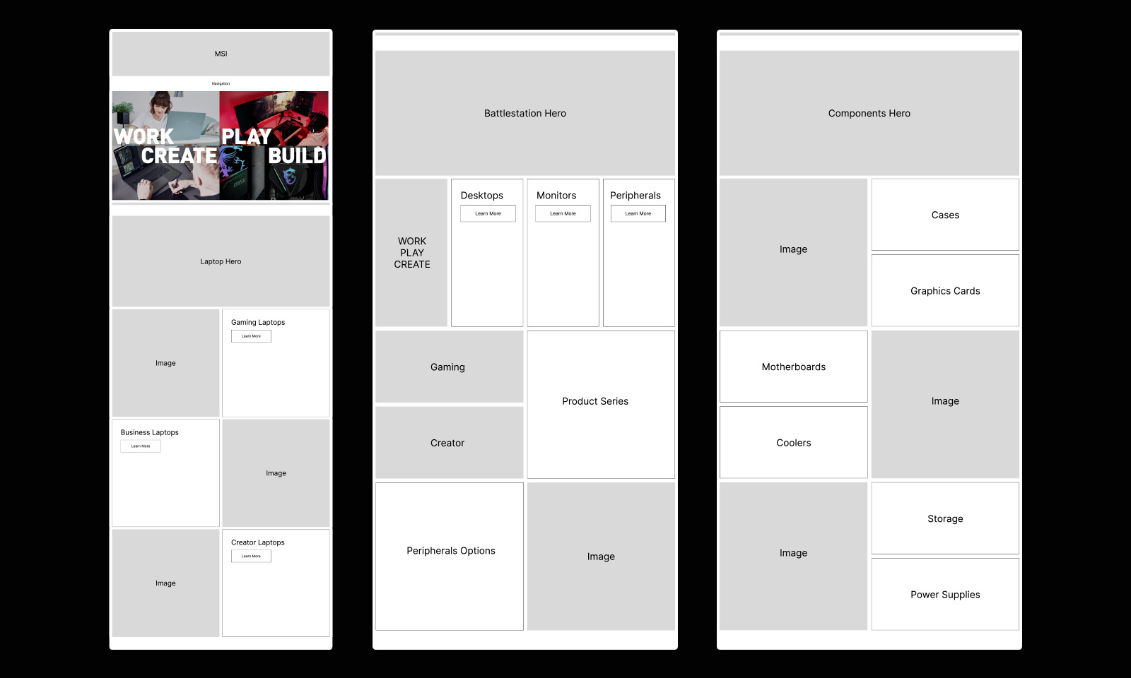 Low-Fidelity wireframe for the homepage.